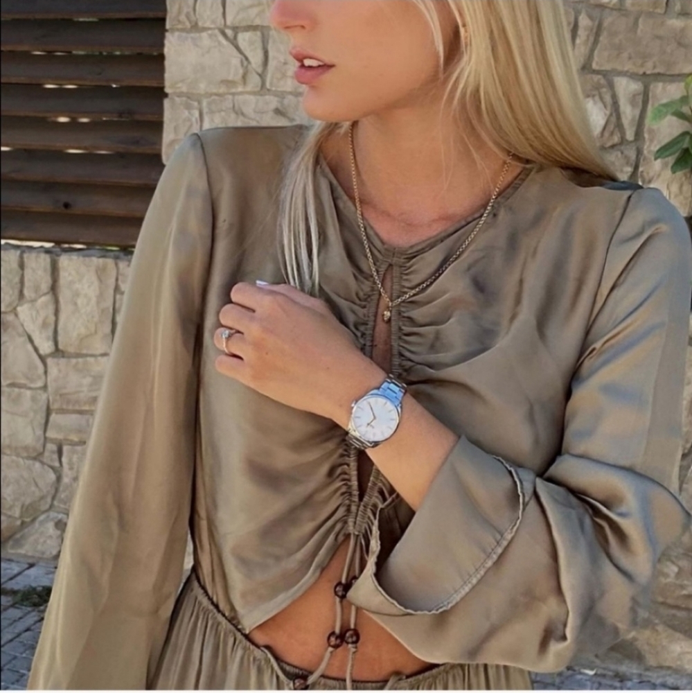 ZARA * satin effect pleated wrinkle effect cut out dress blogger favorite - Picture 13 of 16